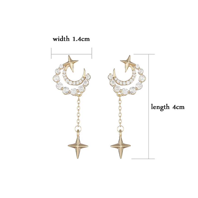 

Hot Aale Shine Exquisite Zirconia Moon Earring for Women AAA Zircon CZ Tassel Stud Earring Wedding Jewelry Pendant Birthday Gift