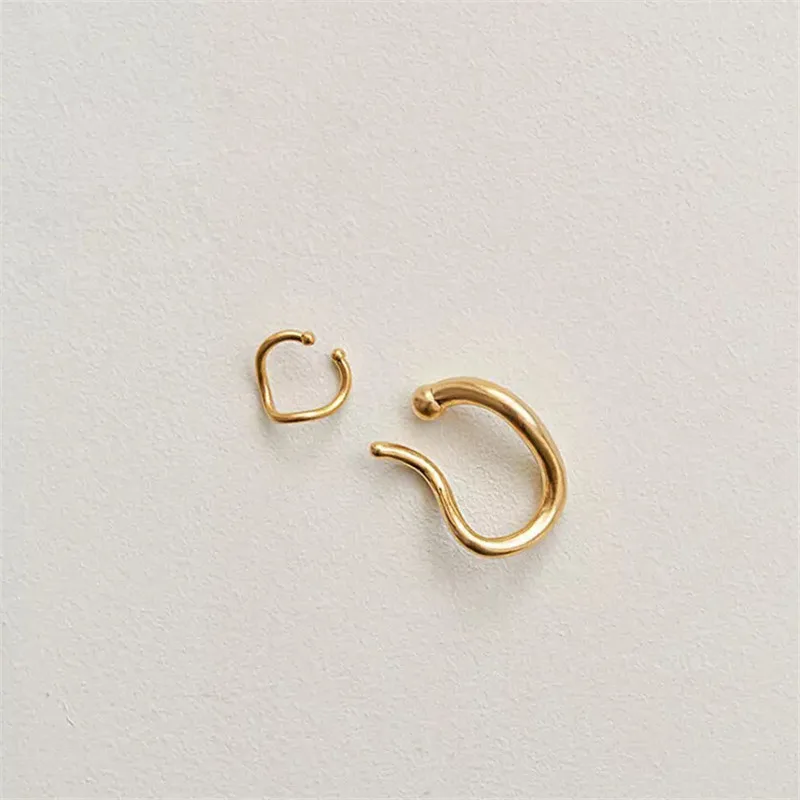 

AOMU 1Set Korean Fashion Gold Silver Color Metal Ear Clip Geometric Irregular Ear Cuff Earrings for Women Trendy Jewelry
