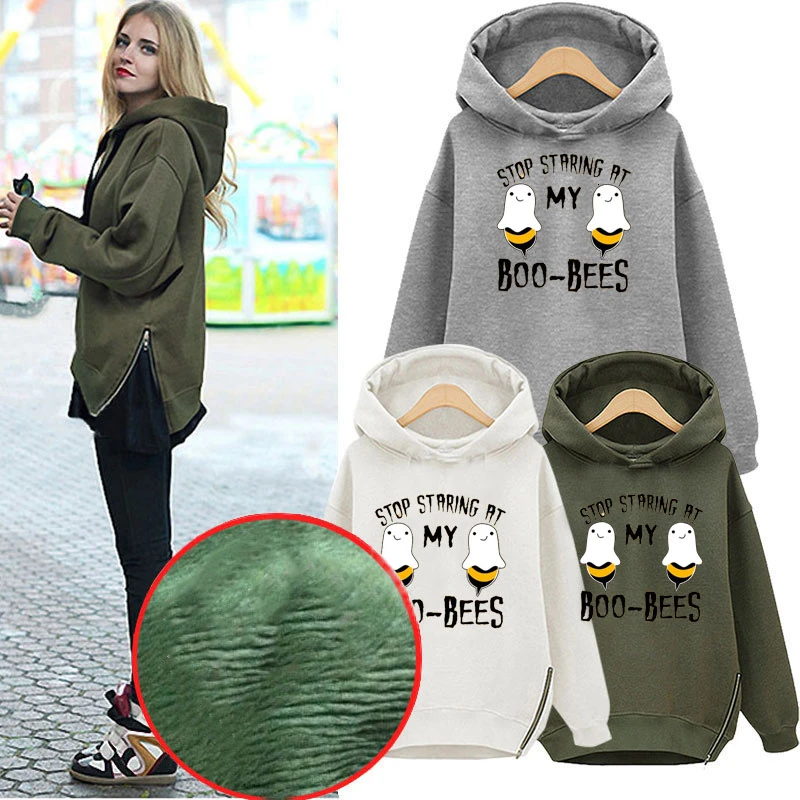 Осенне-зимний пуловер с капюшоном и принтом в виде пчелы длинным рукавом плотные