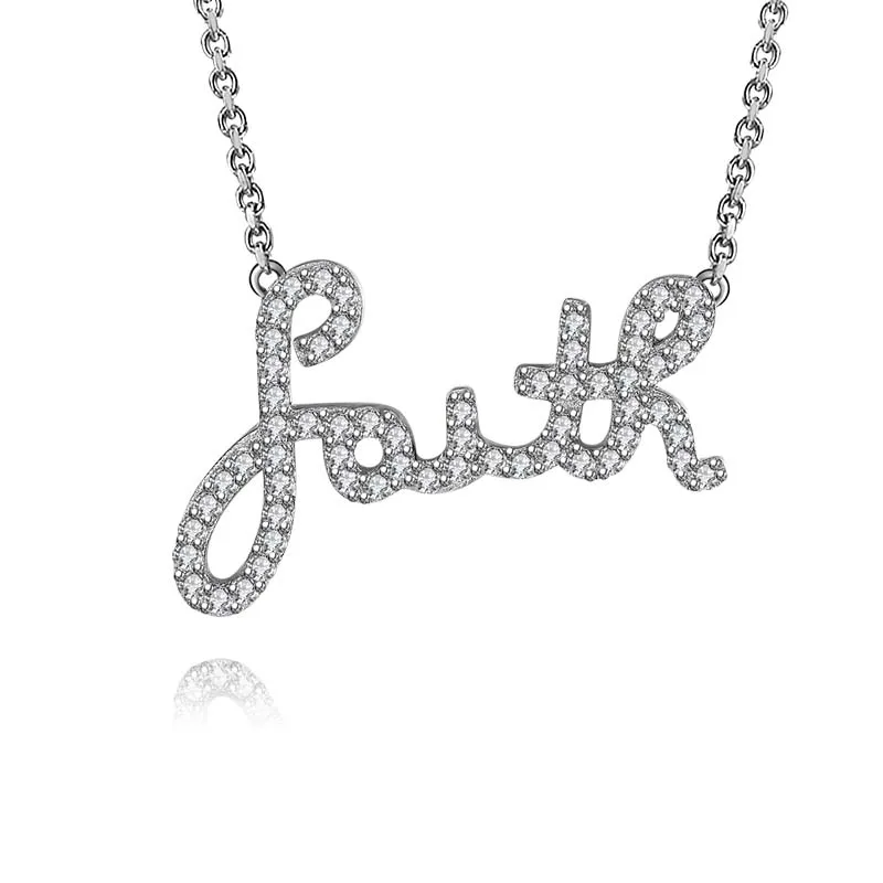 

ANZIW Trendy 925 Sterling Silver Letters Fouth Necklace Pendant Women Wedding Engagement Lady Promise Birthday Gift Jewelry