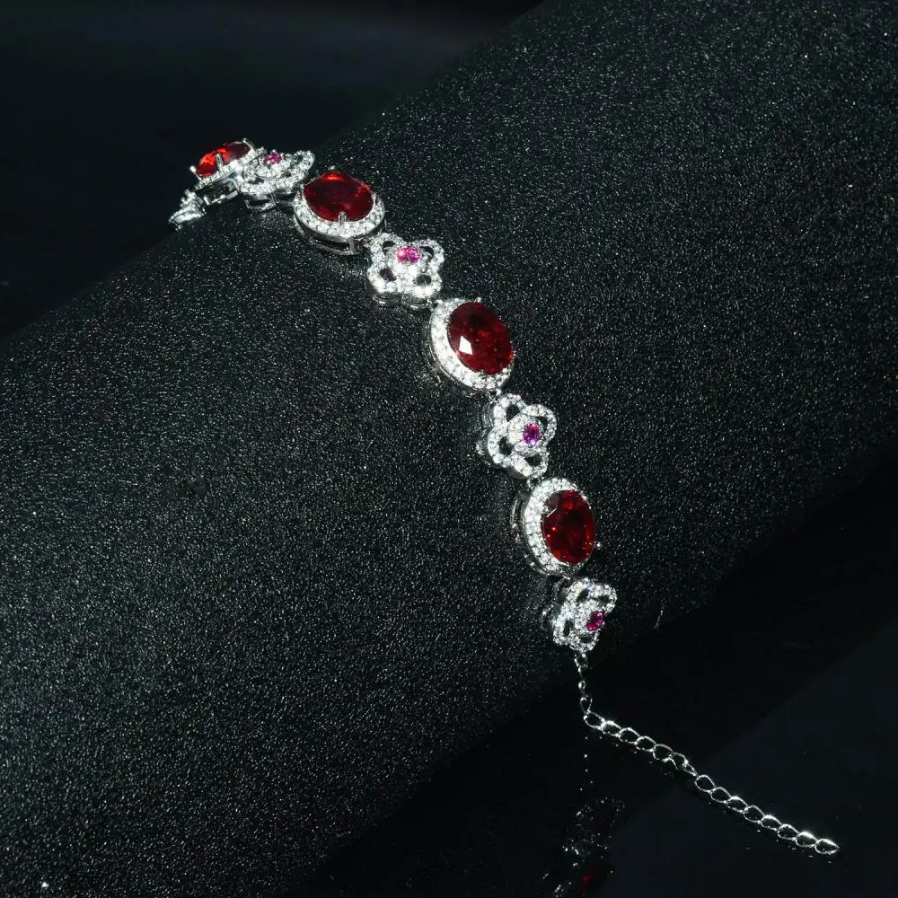 HOYON Natural Ruby Necklace Fashion Luxury High-End Jewellery Bracelet Earrings Ring Pendant Jewellery Set