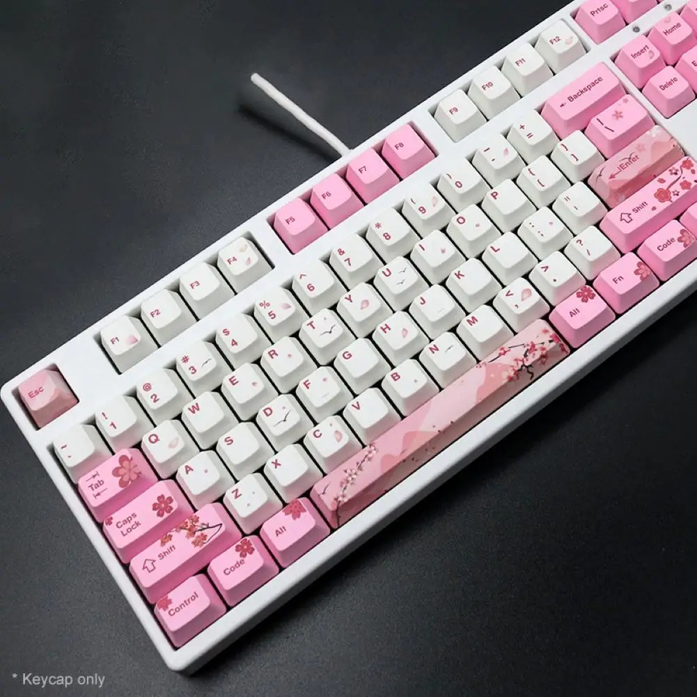 104 клавиши PBT розовый узор с Сакурой Keycaps Сменный Набор аксессуаров для