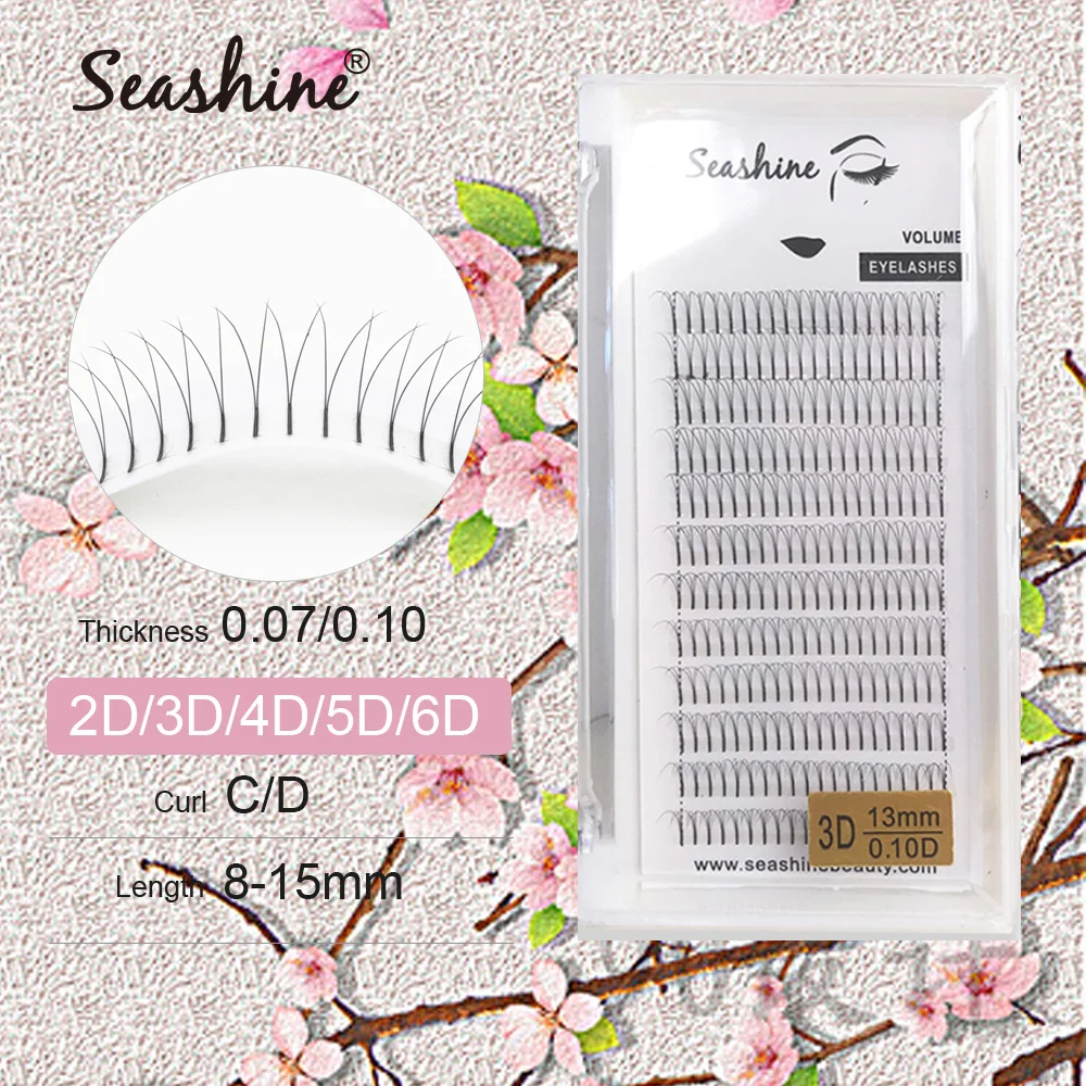 

Seashine Lashes 3d/4d/5d/6d Long Stem Pre Made Volume fans Faux Mink Premade Russian Volume Eyelash Extension