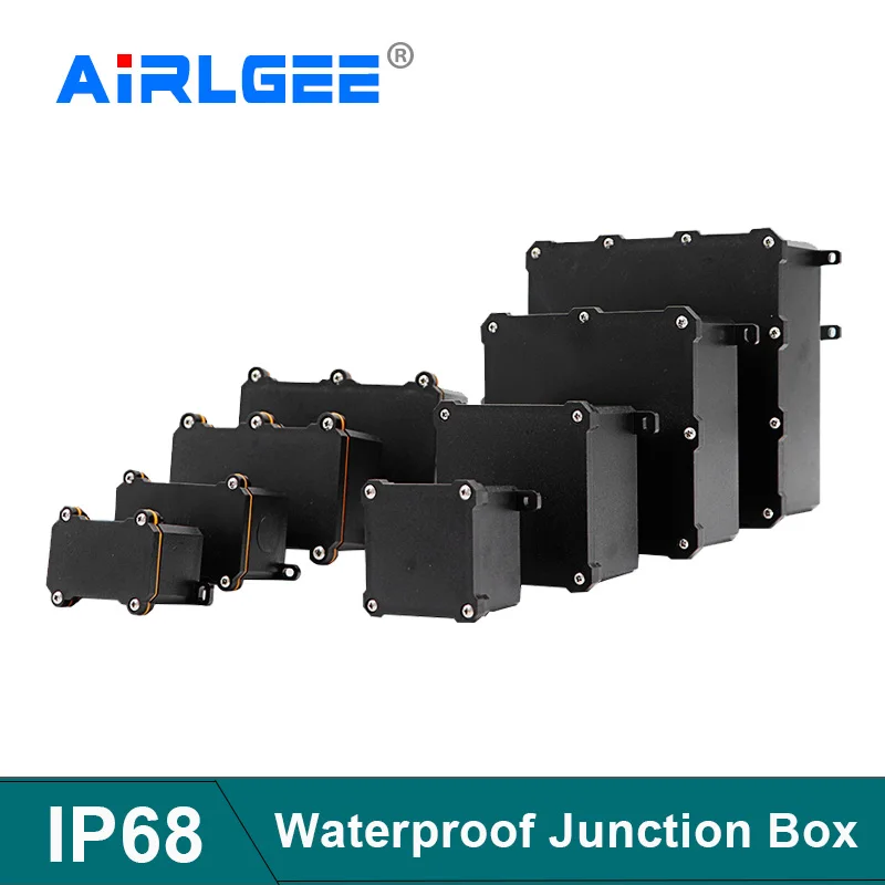 

Black PC Plastic Flame Retardant Outdoor Electrical Waterproof Junction Box IP68 Underground Sealed Case Enclosure Box