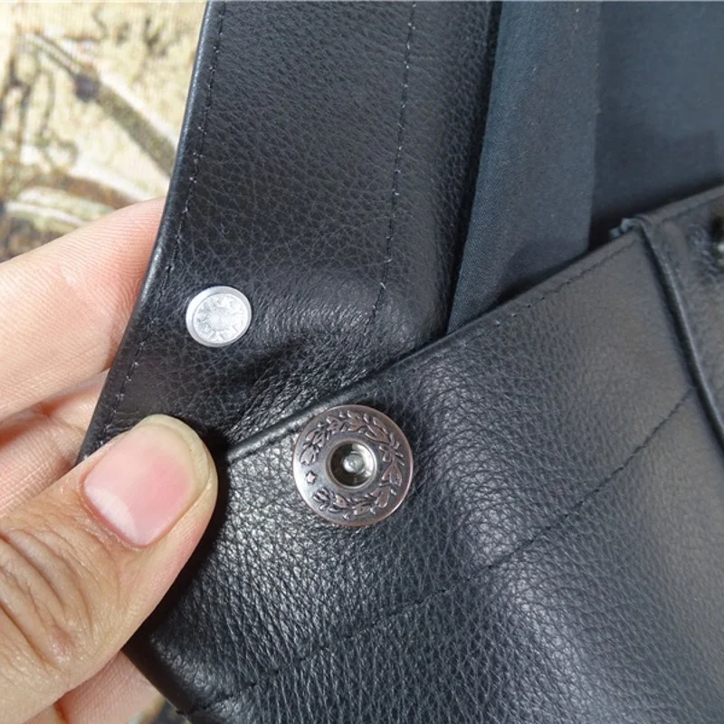 Мужская мотоциклетная куртка из натуральной воловьей кожи однобортная