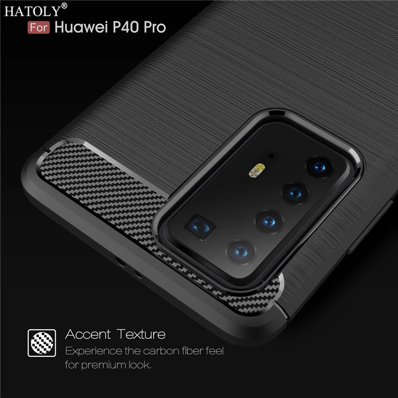 Для Huawei P40 Pro чехол мягкая задняя крышка противоударный бампер углеродное волокно