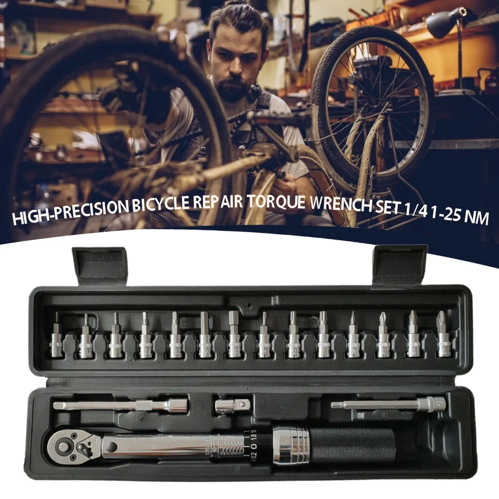 

Набор динамометрических ключей установочного типа 1-25 нм 1/4 дюйма, регулируемый инструмент для ремонта велосипеда, набор инструментов для к...
