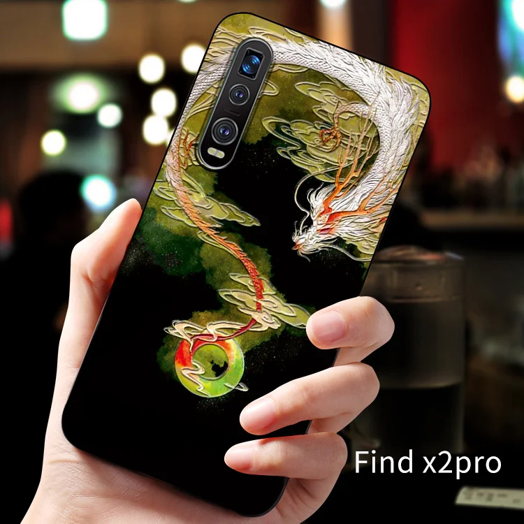 Рельефный винтажный Чехол oppo findx2 в Восточном китайском и японском стиле чехол