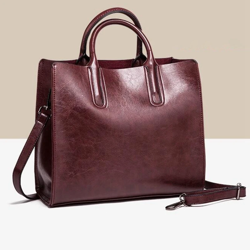 

2x Handbags Big Women Bag High Quality Casual Female Bags Trunk Tote Spanish Brand Shoulder Bag Ladies Dark Red & Green