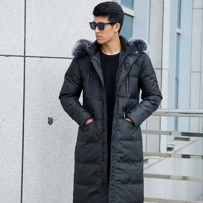 Мужская зимняя модная куртка с капюшоном и меховым воротником теплая Супер