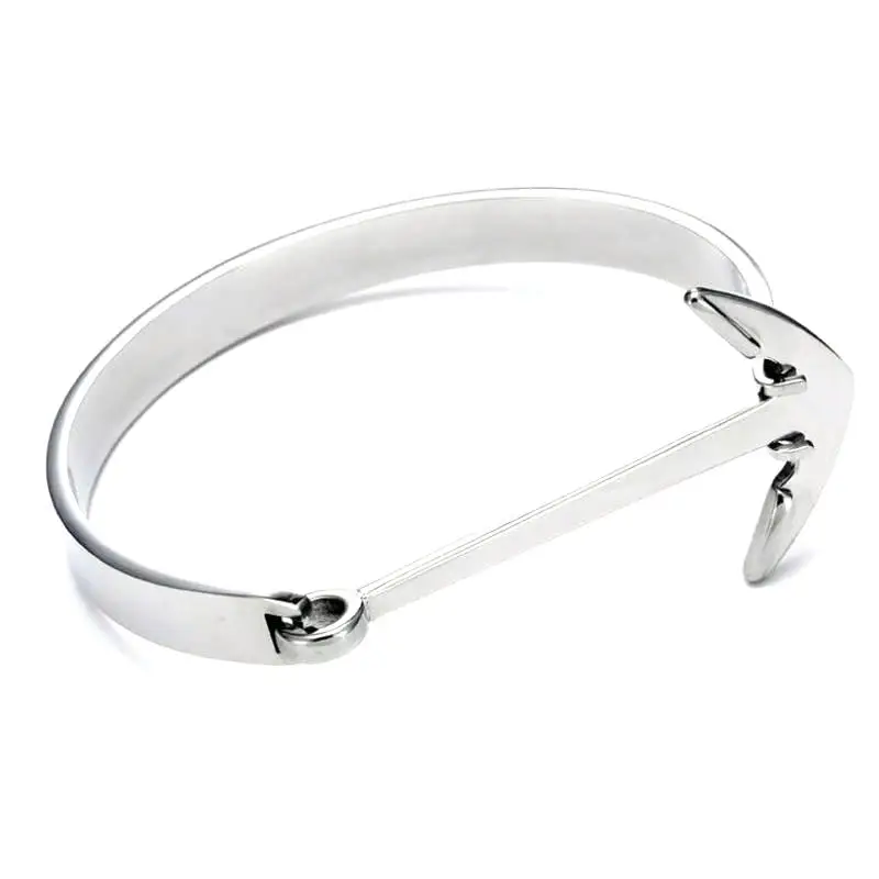 Мужской Браслет манжета с якорем золотого цвета браслет из нержавеющей стали