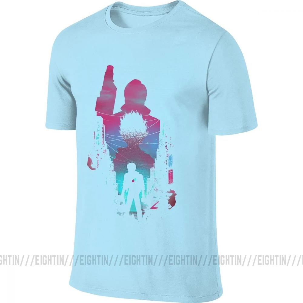И теперь вы босс слишком Акира футболка мужские хлопковые футболки Kaneda Vaporwave спереди сзади две стороны футболка с коротким рукавом топы большого размера - Цвет: Небесно-голубой