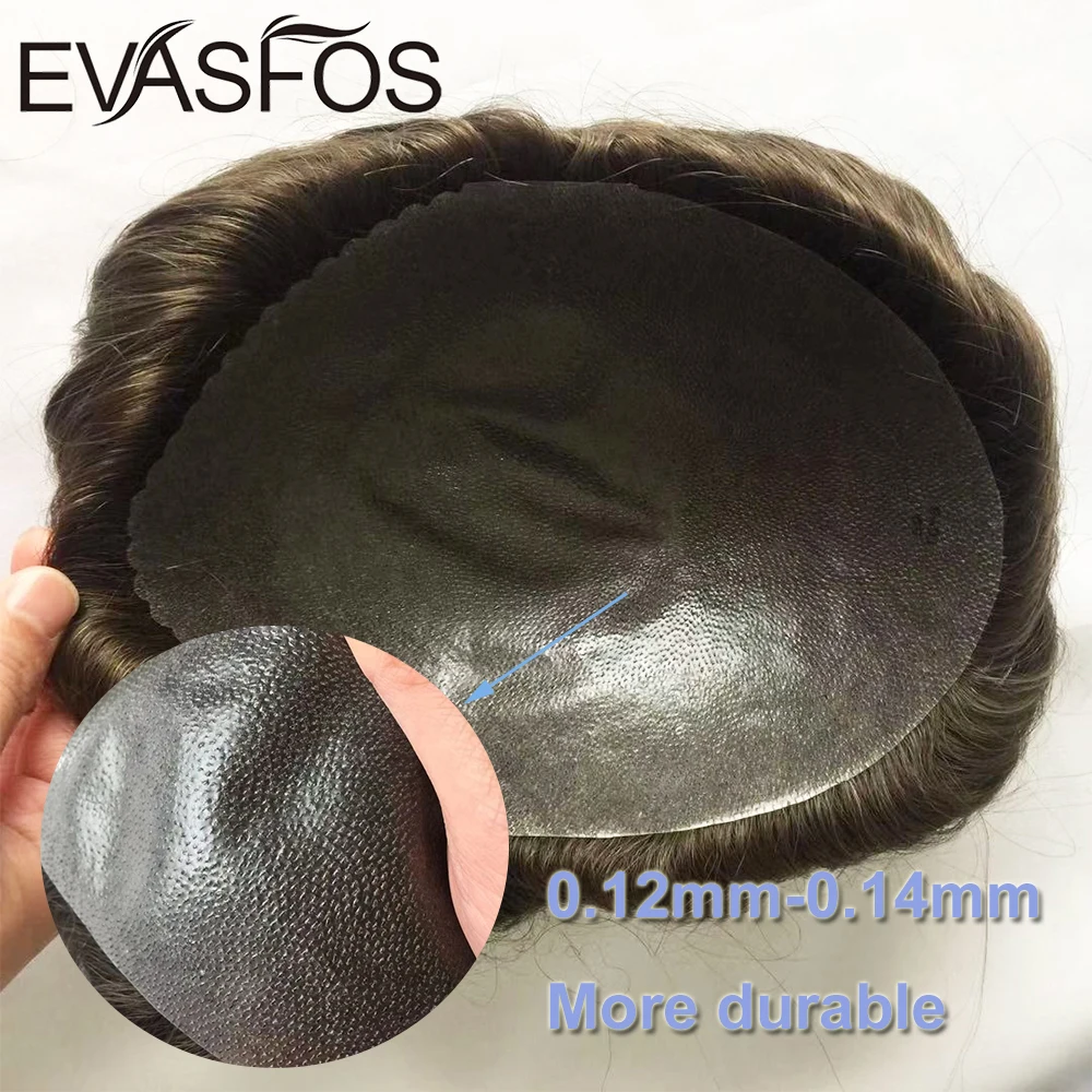 100% Human Hair Prosthesis Men Wigs Durable Poly Skin Toupee Replacement System Natural Hairpiece Unit | Шиньоны и парики
