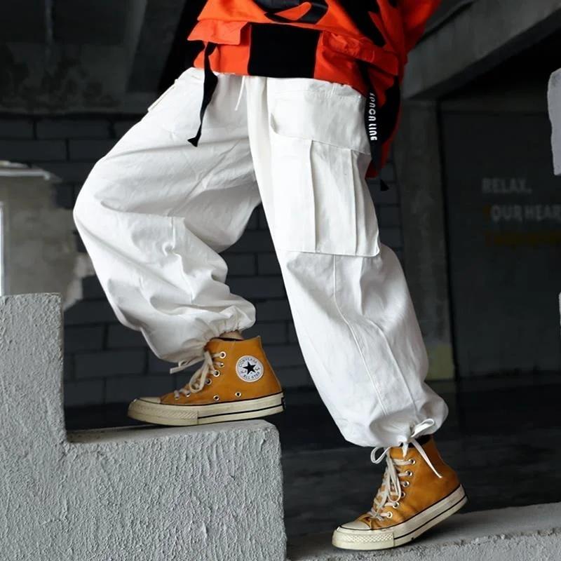 

Women Harajuku Streetwear Joggers White Cargo Pants Women Korean Fashion Oversized Black Wide Leg Trousers For Female Autumn