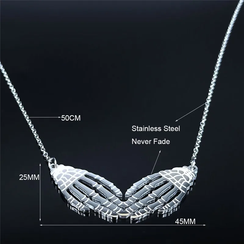 

2021 Gothic Skeleton Hand Stainless Steel Necklaces Women Silver Color Necklaces Pendants Jewelry cadenas mujer N4220S03
