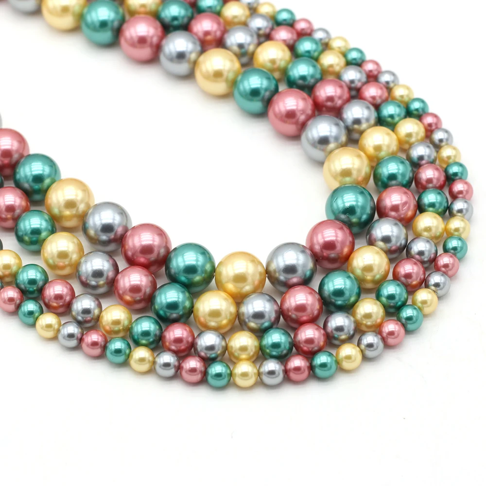 

Natural Round Mixed Color Mother of Pearl Shell Beads DIY Retro Necklace Bracelet Jewelry Love Wife Gift Anniversary Making Bead