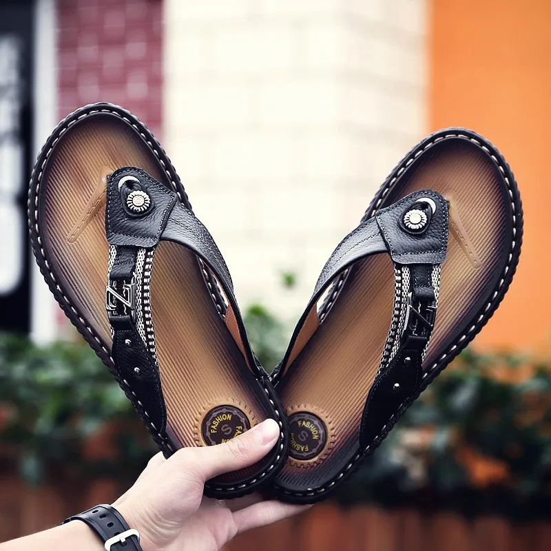 

Sandalias Piel Sandalia Masculina Couro Slide Sandals Men Sandalias De Cuero Para Hombre Leather For Beach 2020 Verano Summer