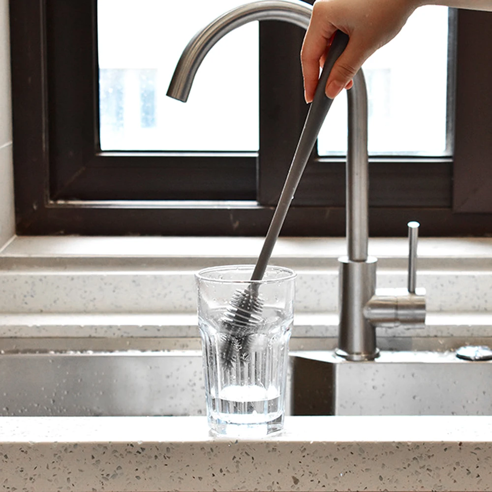 Щетка для молочных бутылок резиновая щетка из ТПР с длинной ручкой чистящая