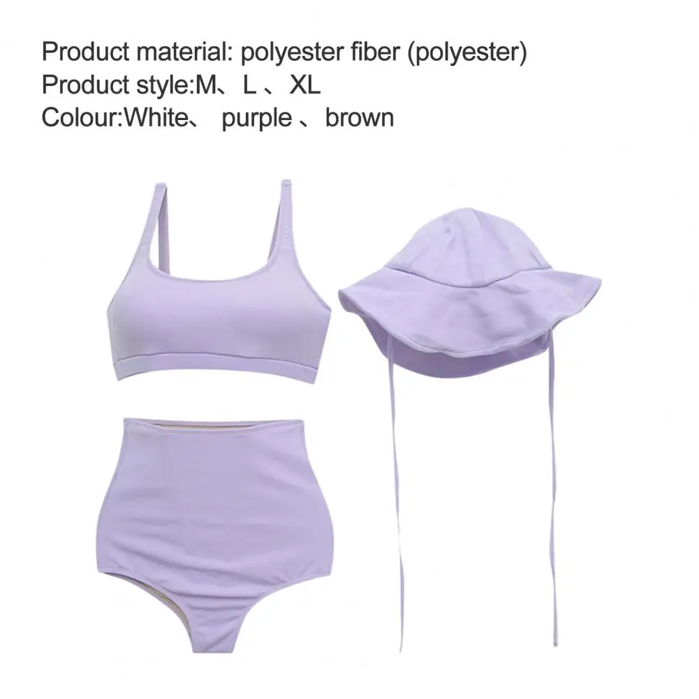 

Swimsuit Solid Color Three-piece Suit Polyester Women Bathing Swimsuits for Swim Women's Sexy Bikini Swimsuit Two-piece