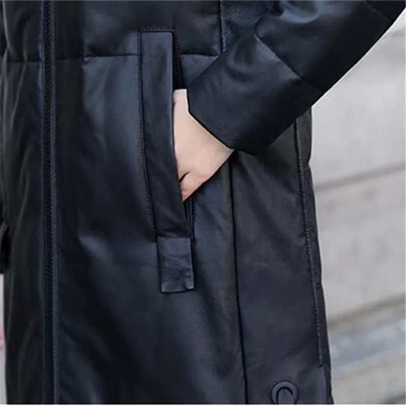 Новинка Женское пальто из натуральной кожи зимняя теплая куртка на 90% утином пуху