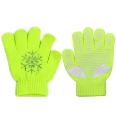 Snowflake fluyellow Детские Водонепроницаемые зимние теплые перчатки для катания на лыжах с защитой от холода, горячая фиксация, трикотажные перчатки для катания на коньках, спортивные перчатки для катания на лыжах - Цвет: Snowflake fluyellow