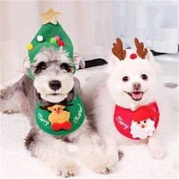 2022 dog cat scarf bandana cotton washable christmas dog scarf bow tie cute santa triangular bibs pet cat dog accessories