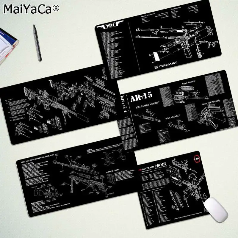 MaiYaCa кожа CS GO gun parts m14 AR-15 HK45 AK47 98K Блокировка края коврик для мыши Бесплатная