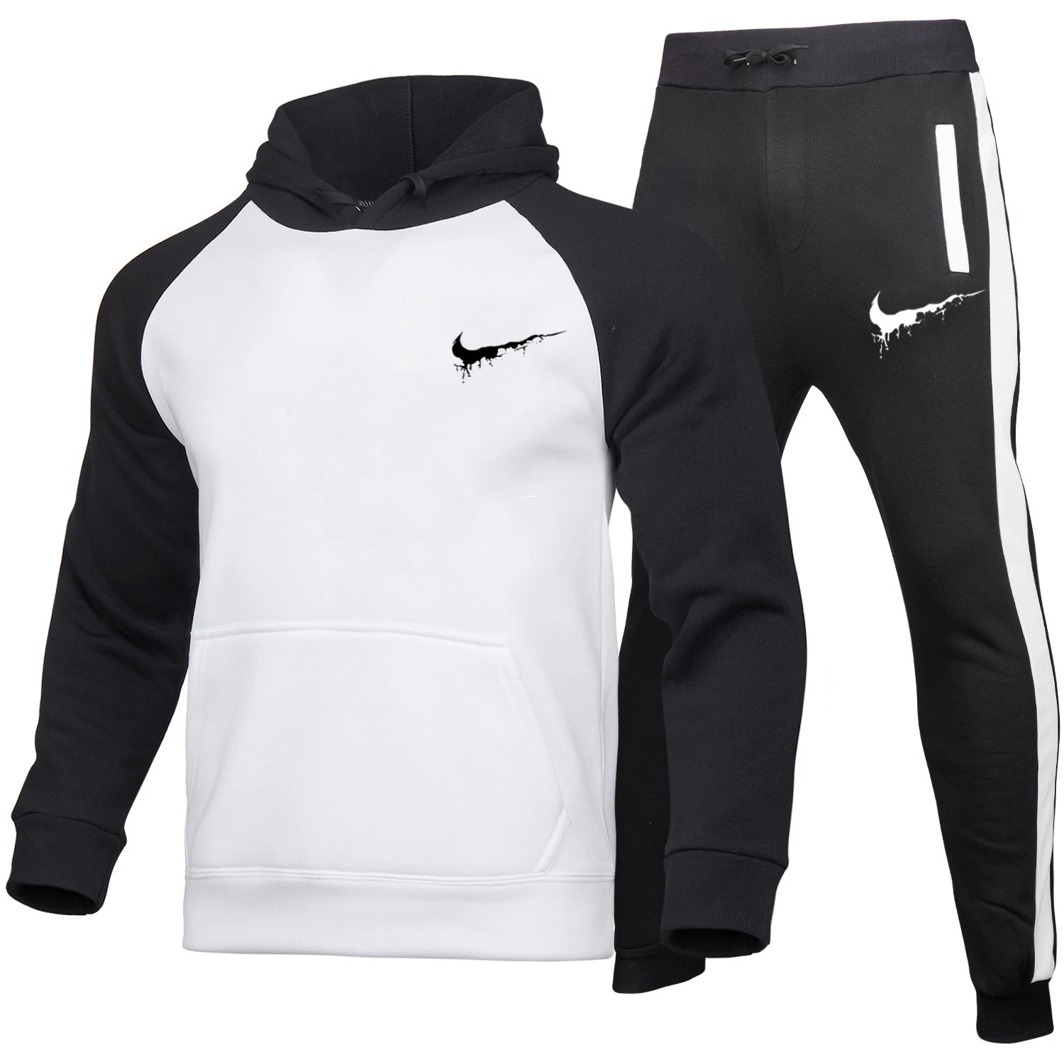 

New brand men's track suit jogging sportswear suit autumn and winter fashion printing ladies hoodie + pants 2 suits for men