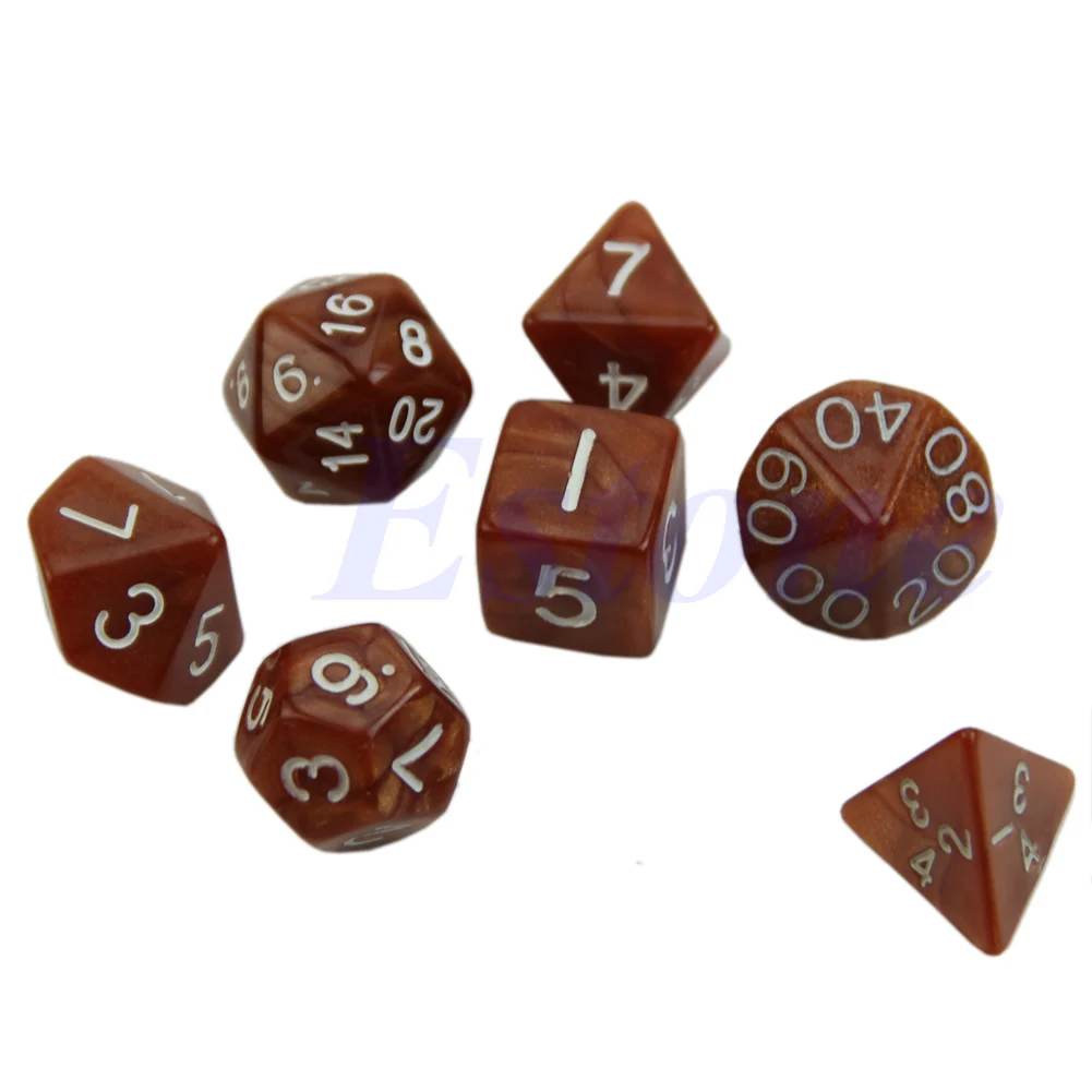 Набор черных игральных костей 7x D4 D6 D8 D10 D12 D20 подземелья и дракон D & ролевая игра