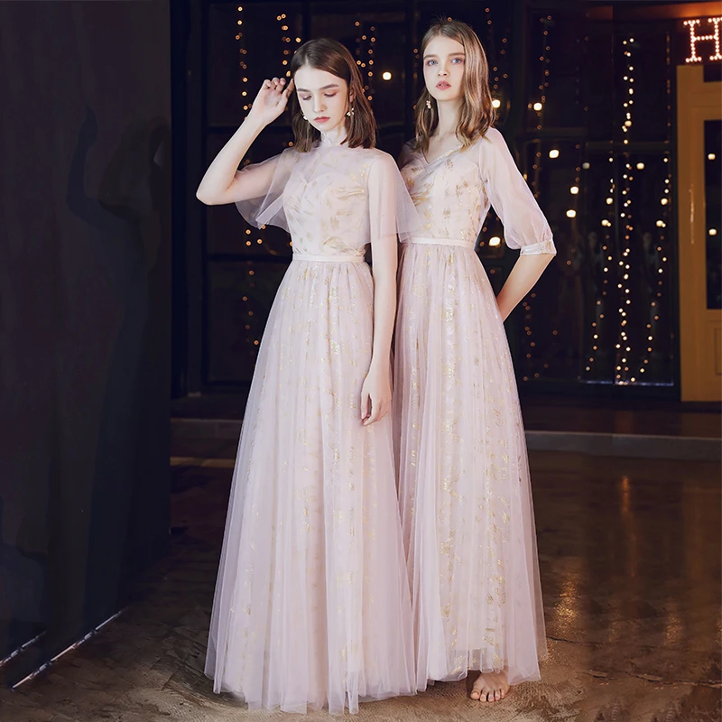 Элегантные розовые платья подружки невесты для свадьбы 2020 V образные длинные