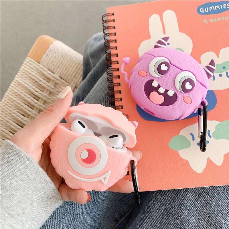 

for Airpods Pro 3D Cartoon Cute Big Eye Monster Case for Airpods 1/2 Pro Case Silicone Earphone Headphone Case Protective Cove