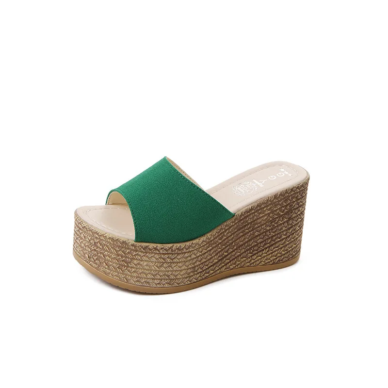 Женские шлёпанцы на высоком каблуке с толстой подошвой Универсальные шлепанцы