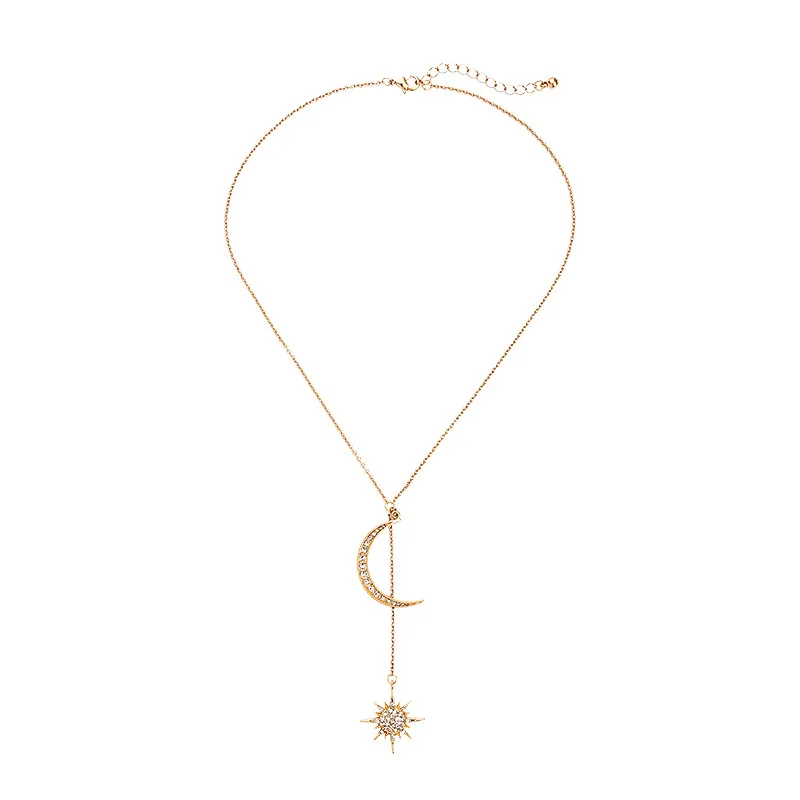 Модное Простое Ожерелье чокер с подвеской в виде Луны и звезды ожерелье из сплава