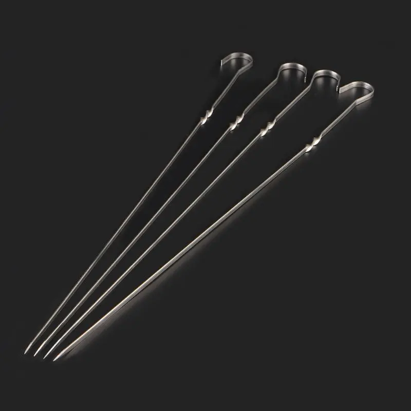 

10 Pcs Stainless Steel Flat Meat Skewers For Outdoor BBQ Barbecue