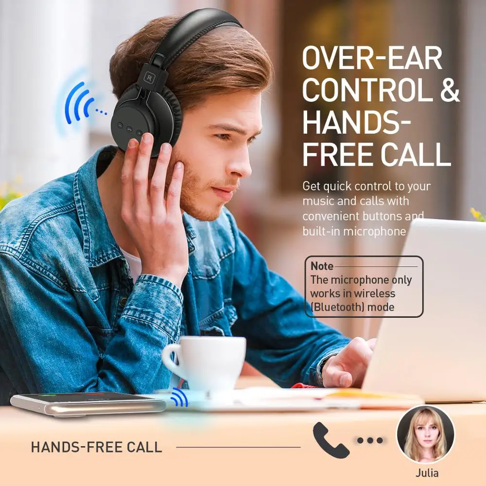 Mpow H1 Bluetooth наушники беспроводные 4 1 со встроенным микрофоном с подушкой проводный