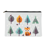 women fox in the forest printed make up bag fashion women cosmetics organizer bag for travel colorful storage bag for lady bag