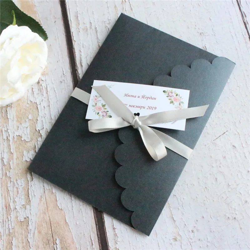 Классические темно-зеленые приглашения рождественские открытки кружева