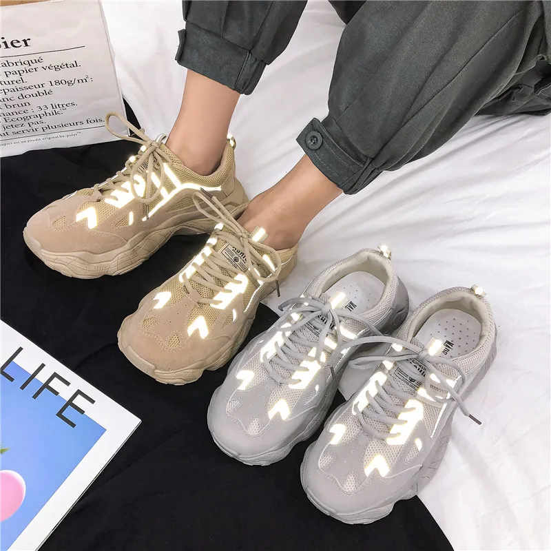 Мужская и женская спортивная обувь дышащая Светоотражающая сетка новый стиль