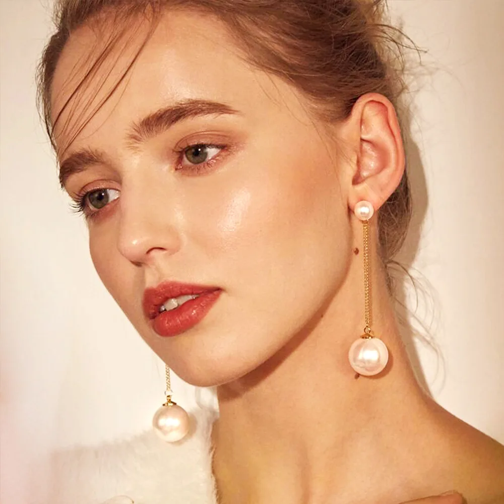 

Charmsmic New Simple Design Pearl Drop Earrings For Women Golden Color Tassel Earrings Night Club Ear Jewelry Wholesale 2021