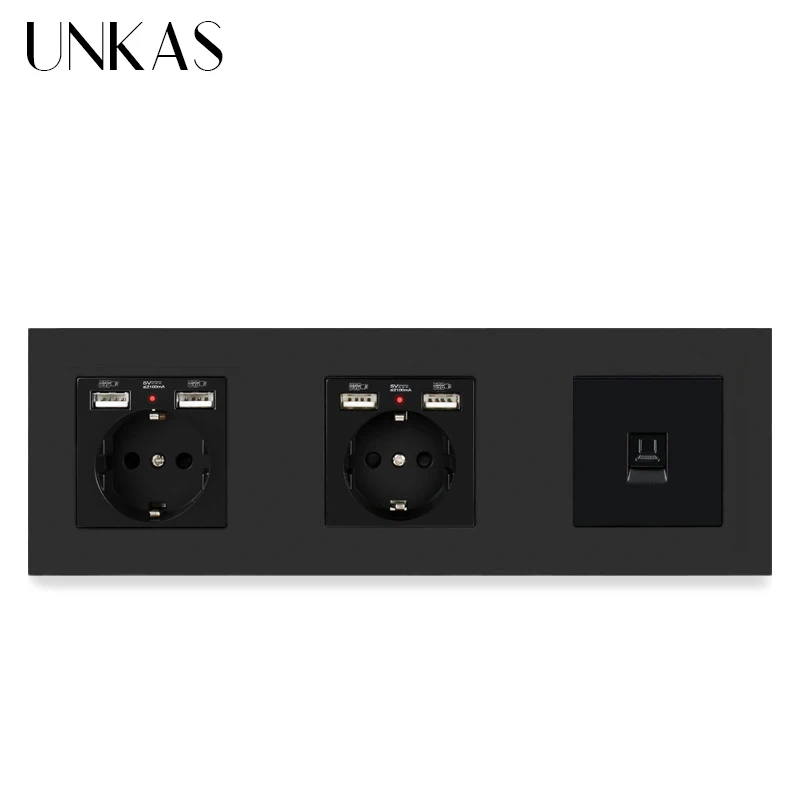 UNKAS ПК пластиковая панель двойная планка с 4 USB-портами для зарядки +