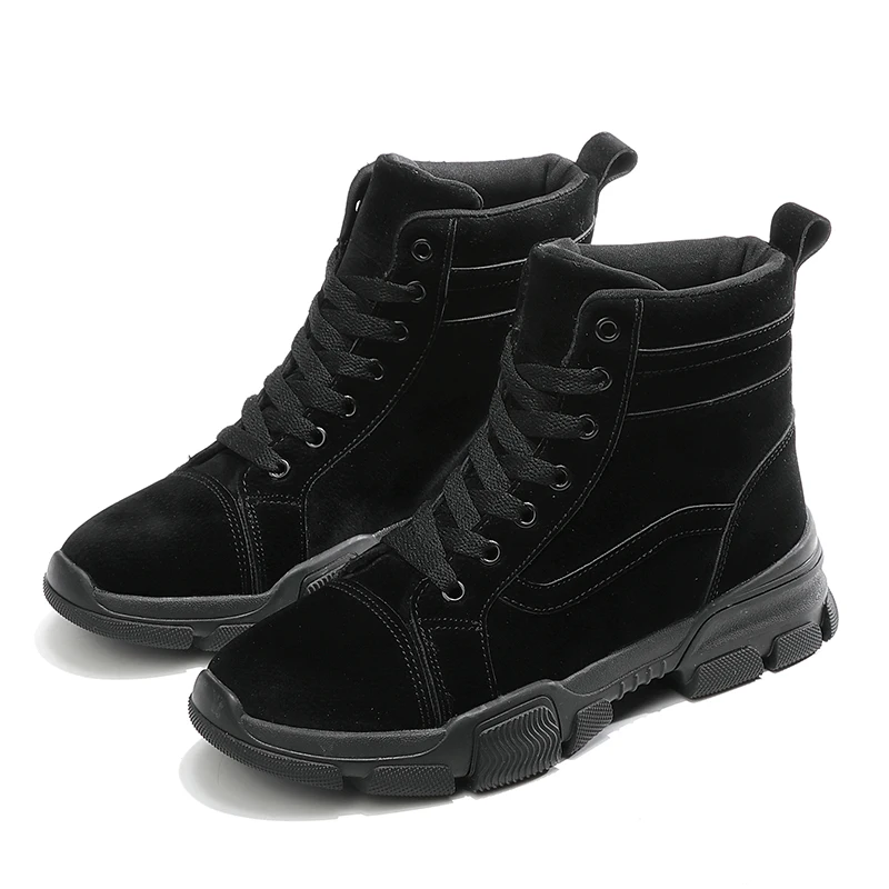 Black ERNESTNM/женские ботинки; коллекция года; Зимние ботильоны; botas mujer invierno; теплая плюшевая женская обувь; Узкие ботинки из искусственной замши; пикантная красная обувь - Цвет: Black