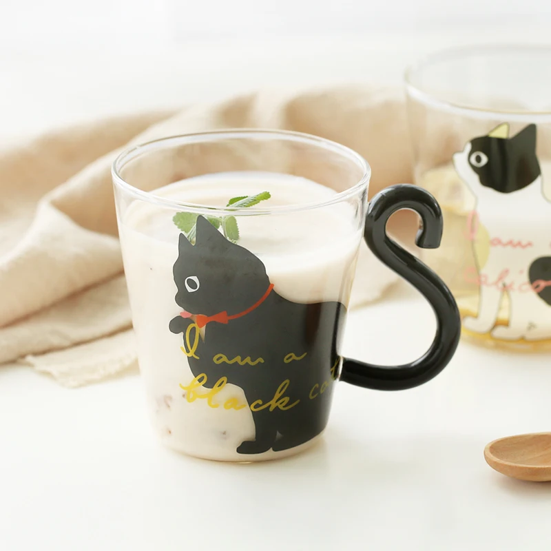 Нижнее белье с рисунками Стекло Кубок кошка Кофе кружка для сока прозрачный