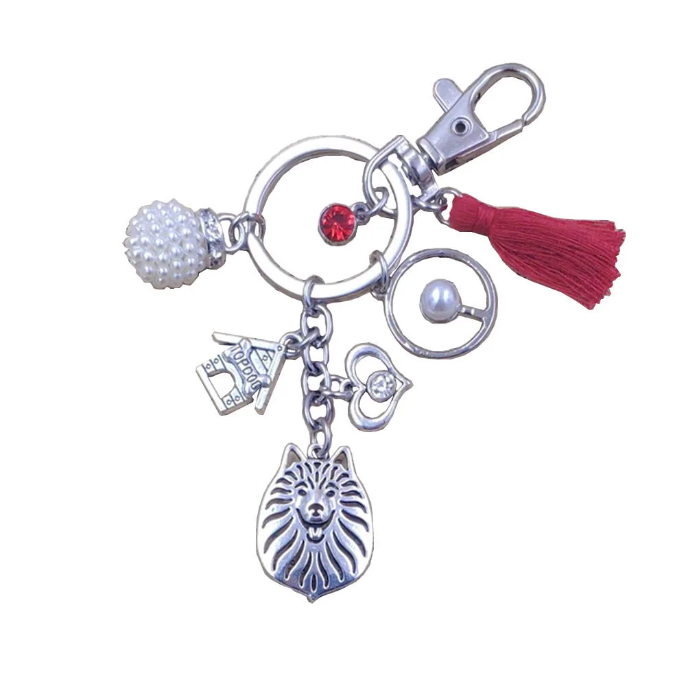 Милая Модная брелок Samoyed в виде собаки из сплава с кисточками для домашних