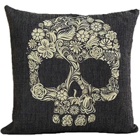 lj art 18 retro vintage black mexican day of the dead sugar skull linen throw pillow case cushion cover nk9