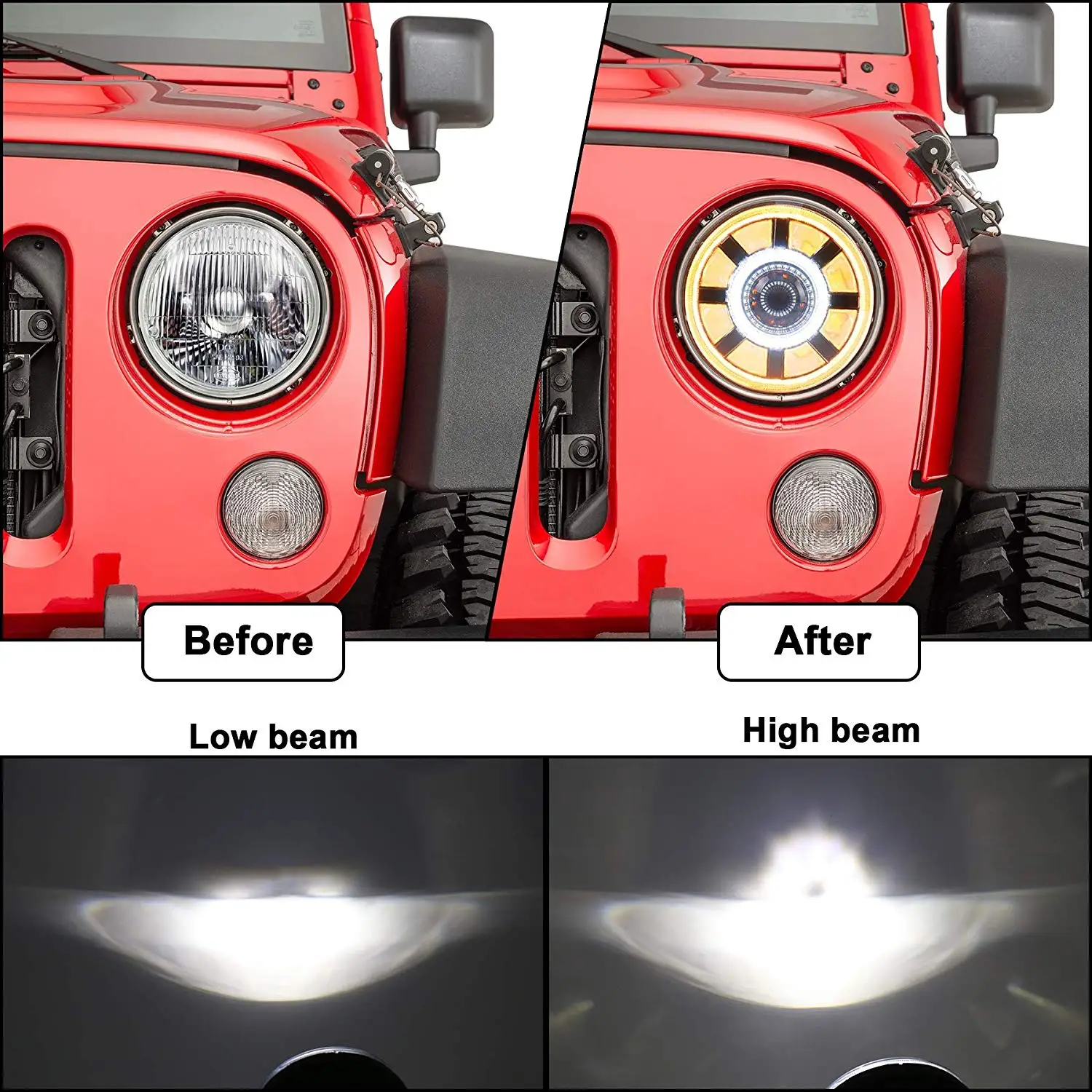 7 дюймов светодиодные фары в сборе DRL Белый цвет желтый указатель поворота для JK