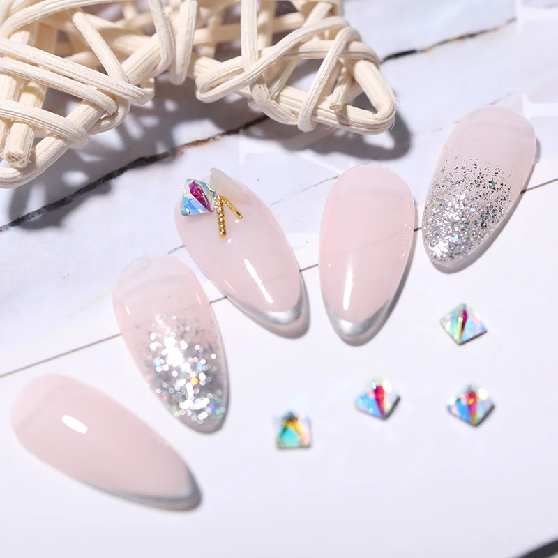 5 шт./пакет 3d-стразы для ногтей разноцветные многогранные острые нижние блестящие