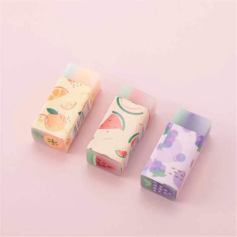 

3pcs Fruite Soft Rubber Eraser Student Drawing Plasticine Pencil Eraser Art R9JA
