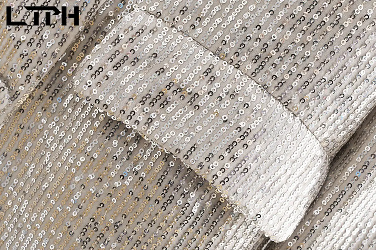 LTPH-Chaqueta informal holgada de lentejuelas para mujer, traje largo vintage para fiesta, chaqueta elegante, primavera 2021
