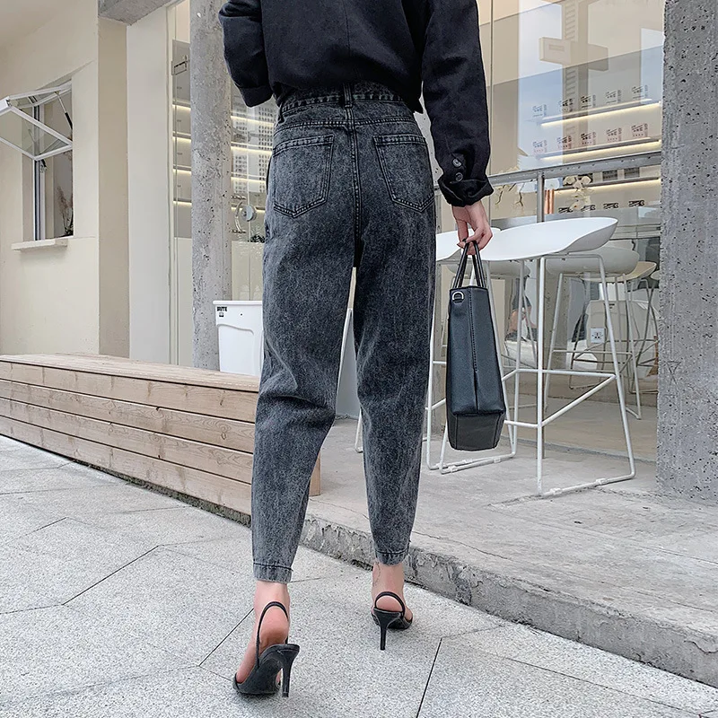 Джинсы с завышенной талией женские классические брюки перекрестными штанинами