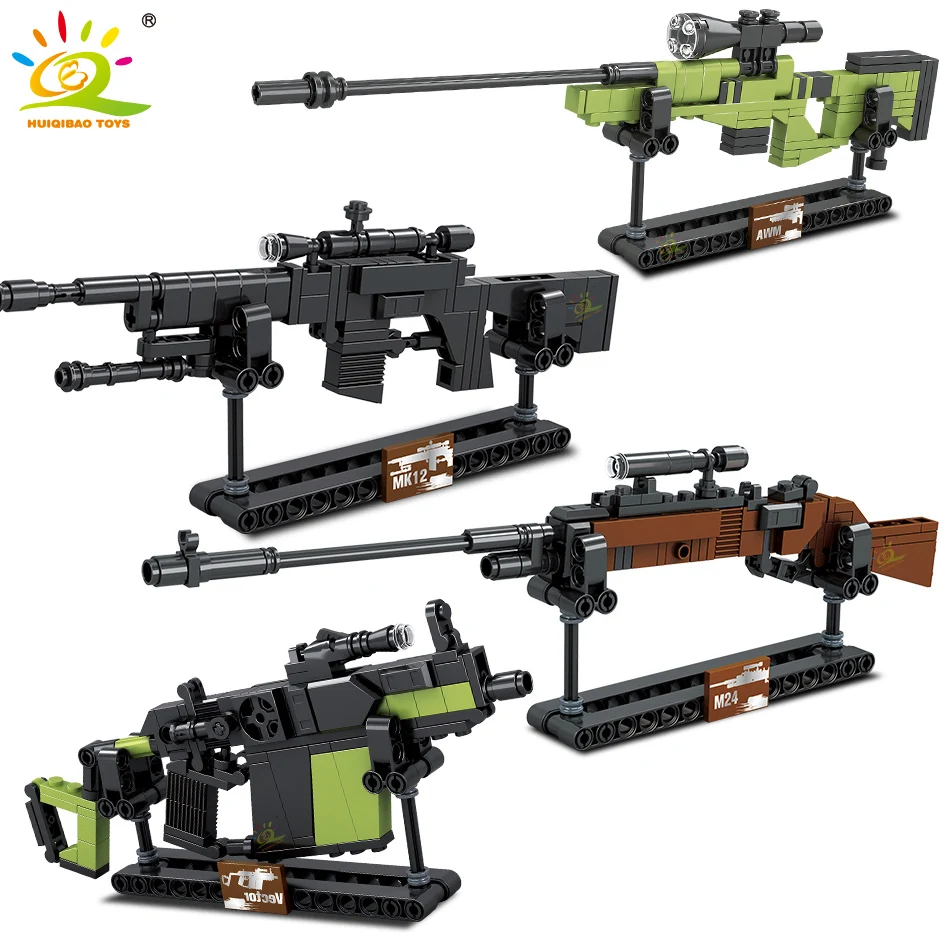 HUIQIBAO 389 шт армейская модель оружия строительные блоки Набор DIY AWM M24 снайперские